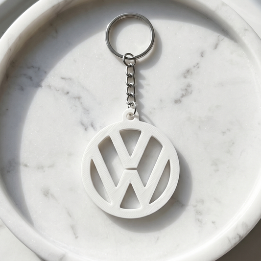 Volkswagen 3D Logo Keychain – Pure White Minimalist Edition