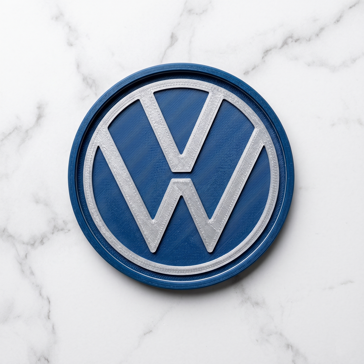 Volkswagen 3D Logo Coaster – Racing Blue & Silver Edition