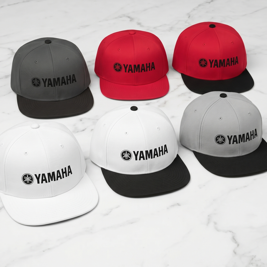Yamaha Tuning Fork Logo Snapback Hat – Retro Flat Bill Cap